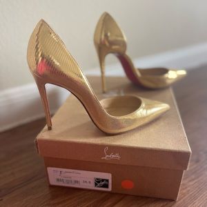 Christian Louboutin Iriza 100 Gold Pumps